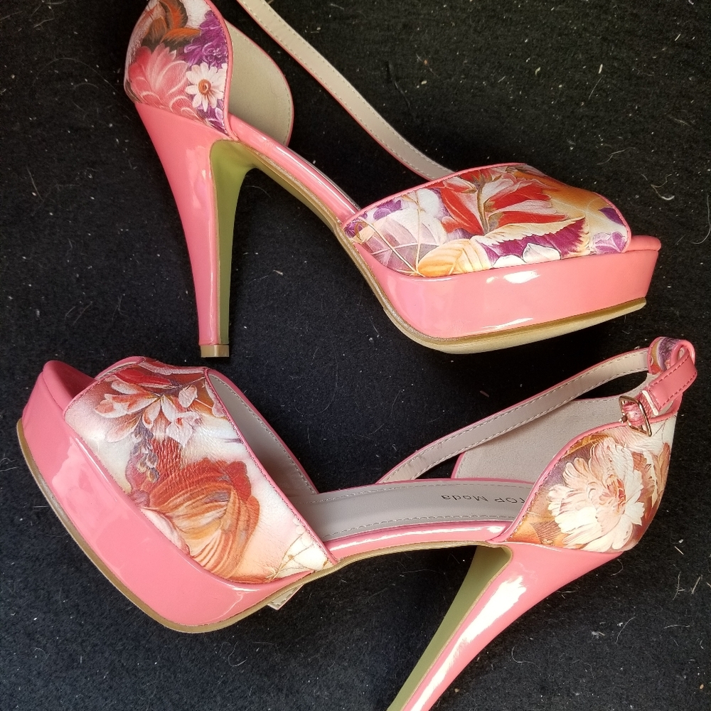NIB Size 8 Pink Floral Platform Spike Heel